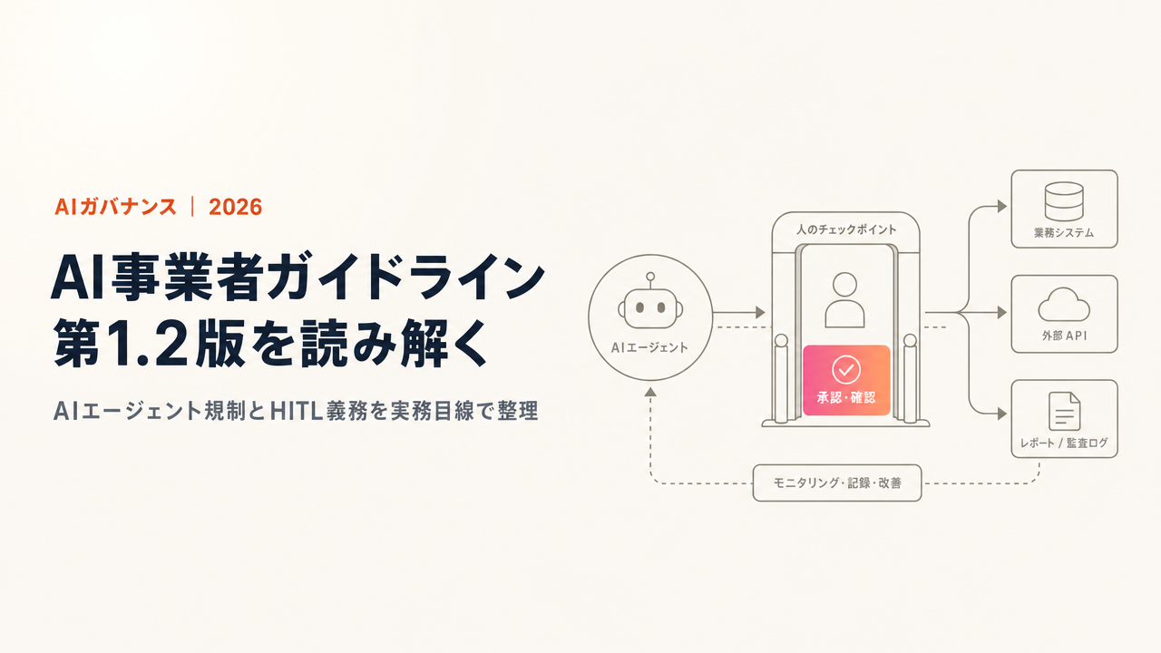 【2026年5月最新】AI事業者ガイドライン第1.2版を完全解説:AIエージェント規制とHuman-in-the-Loop義務、企業実務への影響