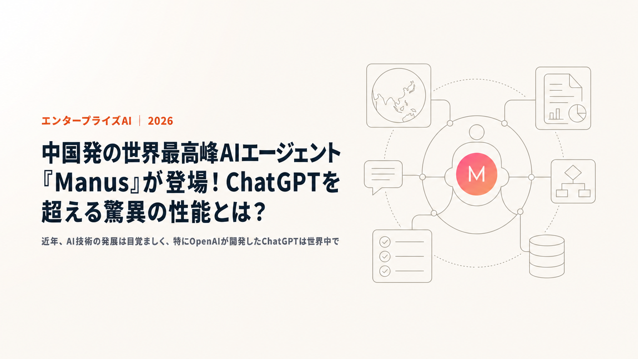 中国発の世界最高峰AIエージェント「Manus」が登場!ChatGPTを超える驚異の性能とは?