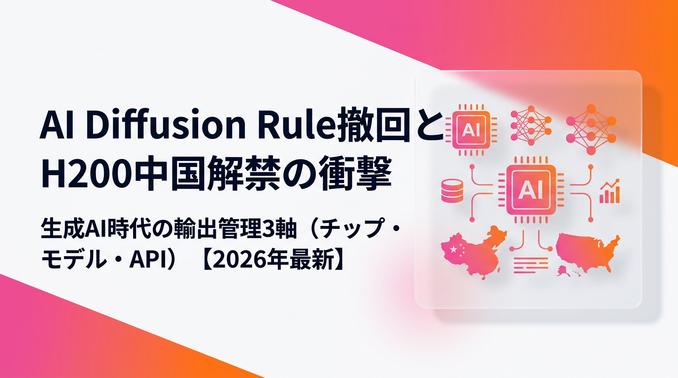 AI Diffusion Rule撤回とH200中国解禁の衝撃|生成AI時代の輸出管理3軸(チップ・モデル・API)【2026年最新】