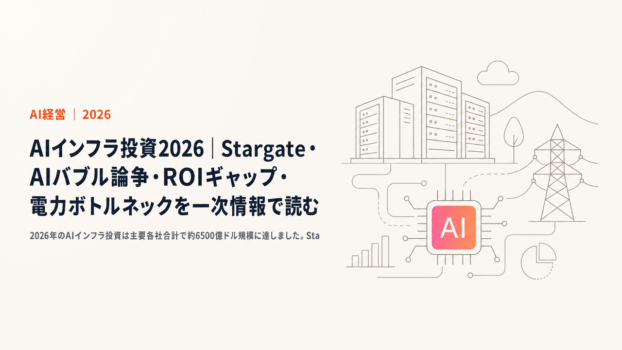 AIインフラ投資2026｜Stargate・AIバブル論争・ROIギャップ・電力ボトルネックを一次情報で読む