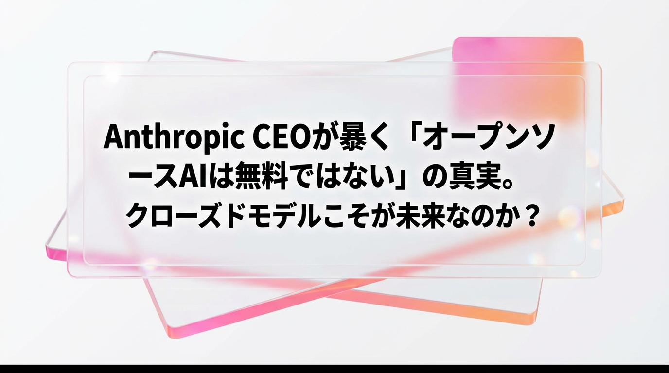 Anthropic CEOが暴く「オープンソースAIは無料ではない」の真実──クローズドモデルこそが未来なのか？