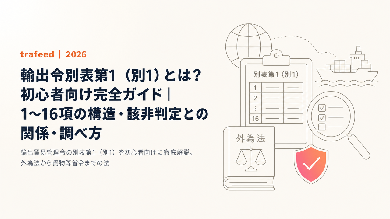 輸出令別表第1(別1)とは?初心者向け完全ガイド|1〜16項の構造・該非判定との関係・調べ方【2026年版】