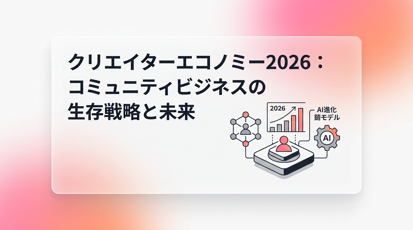 クリエイターエコノミー2026:コミュニティビジネスの生存戦略と未来