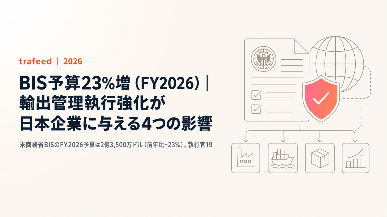 【完全解説】BIS予算23%増（FY2026）｜輸出管理執行強化が日本企業に与える4つの影響
