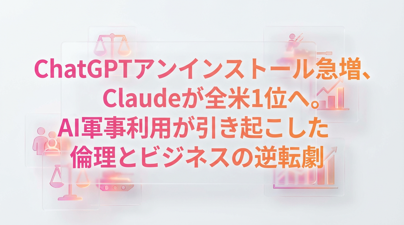 ChatGPTアンインストール急増、Claudeが全米1位へ。AI軍事利用が引き起こした倫理とビジネスの逆転劇