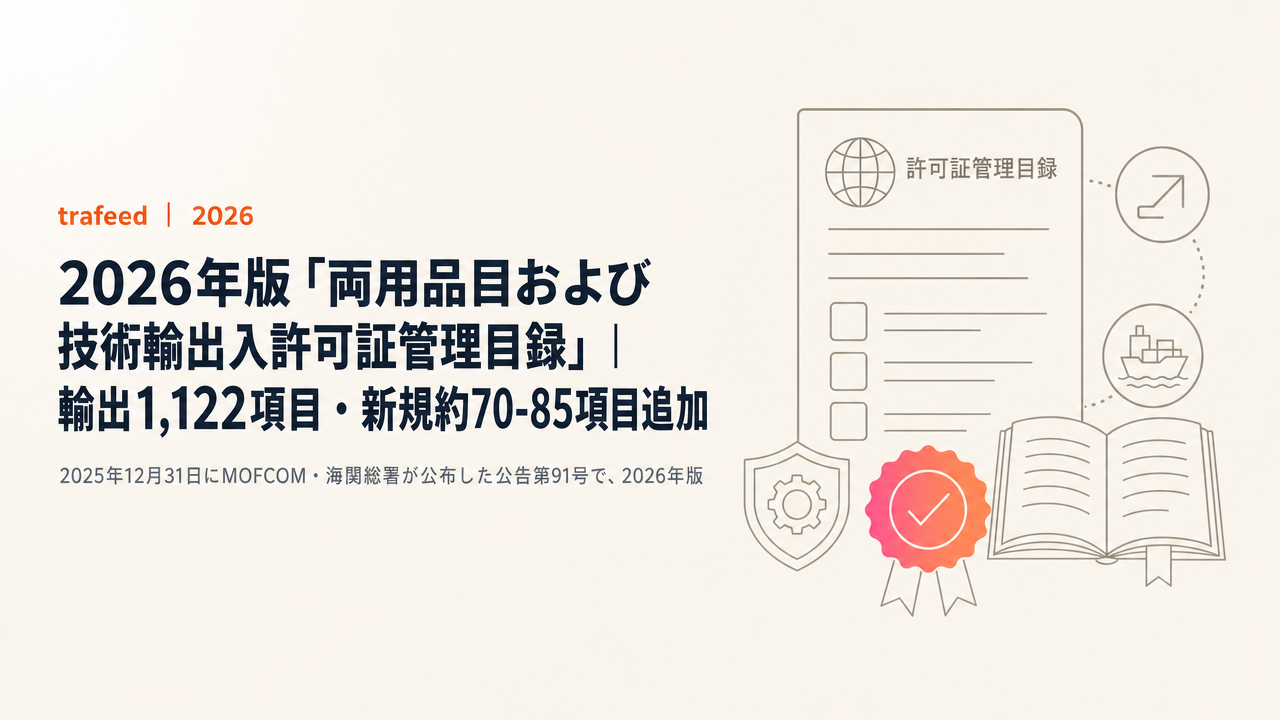 【完全解説】2026年版「両用品目および技術輸出入許可証管理目録」｜輸出1,122項目・新規約70-85項目追加