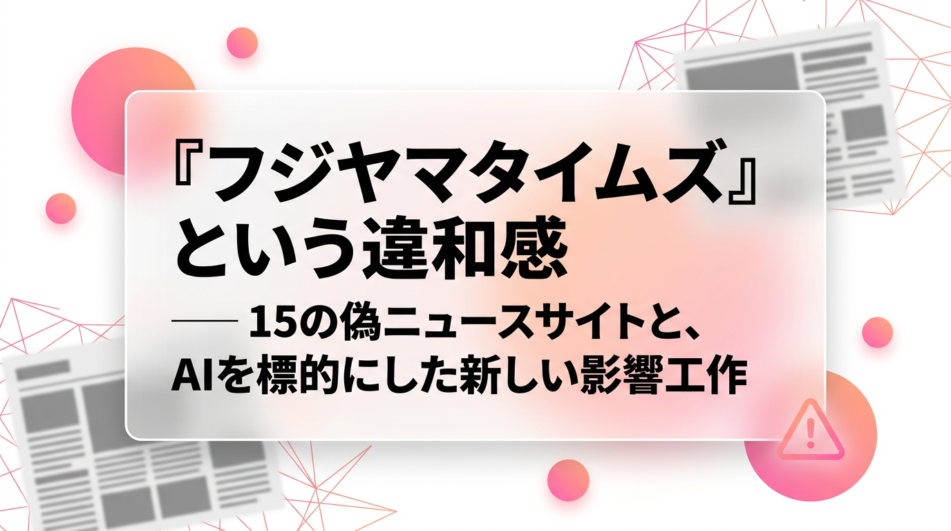 「フジヤマタイムズ」という違和感──15の偽ニュースサイトと、AIを標的にした新しい影響工作【2026年5月】