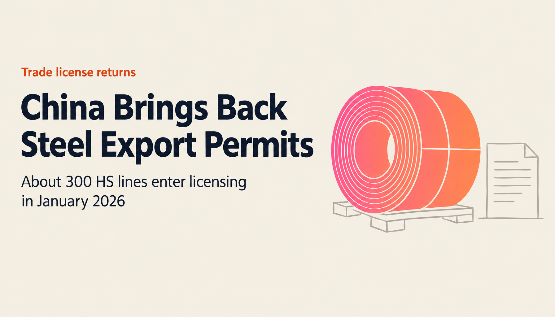 China Reintroduces Steel Export Licensing (Effective January 2026) — About 300 HS Lines After 16 Years