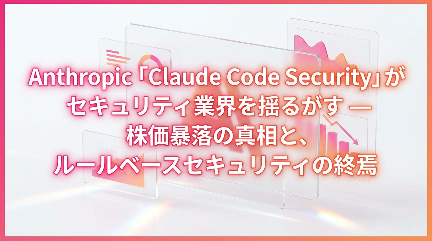 Anthropic「Claude Code Security」がセキュリティ業界を揺るがす ― 株価暴落の真相と、ルールベースセキュリティの終焉