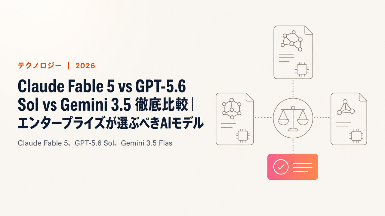 Claude Fable 5 vs GPT-5.6 Sol vs Gemini 3.5 徹底比較｜エンタープライズが選ぶべきAIモデル【2026年最新】