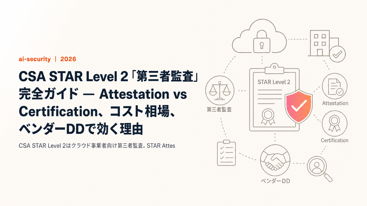 CSA STAR Level 2「第三者監査」完全ガイド — Attestation vs Certification、コスト相場、ベンダーDDで効く理由