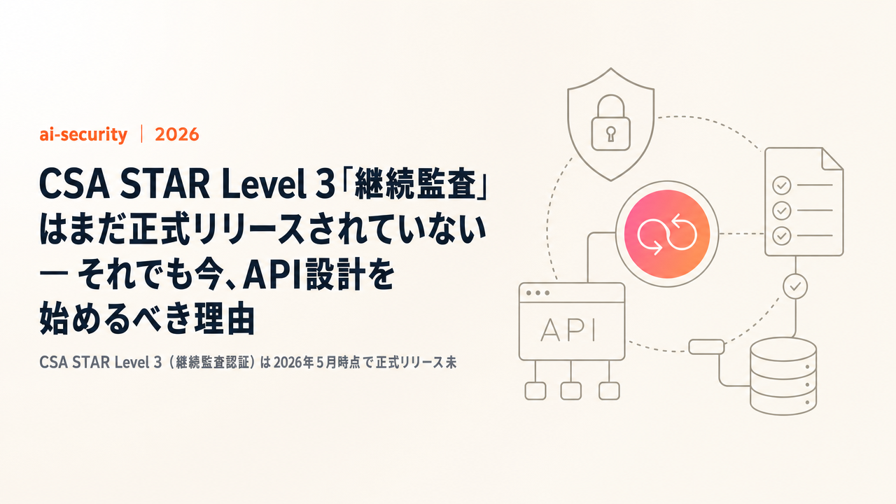 CSA STAR Level 3「継続監査」はまだ正式リリースされていない — それでも今、API設計を始めるべき理由