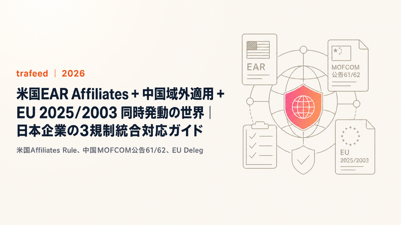 【完全解説】米国EAR Affiliates + 中国域外適用 + EU 2025/2003 同時発動の世界｜日本企業の3規制統合対応ガイド