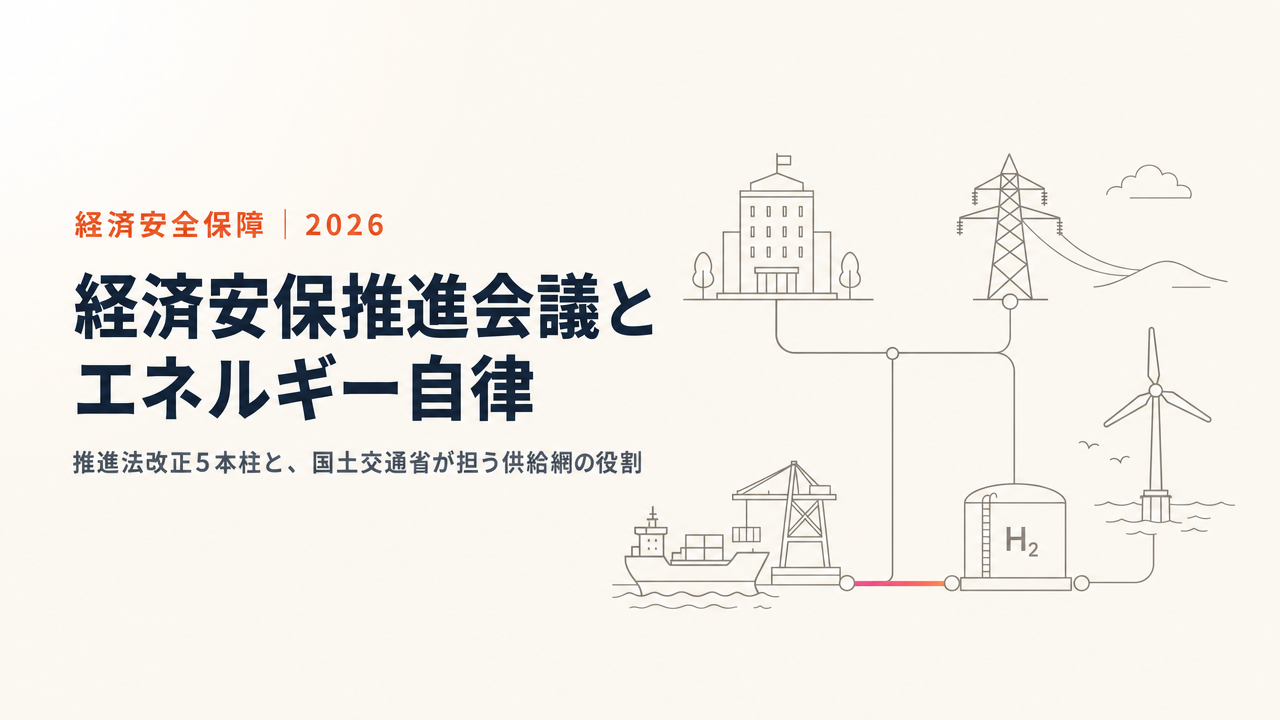 経済安全保障推進会議とは何か|高市政権の推進法改正5本柱と、国土交通省が担う「エネルギー自律」への貢献【2026年】
