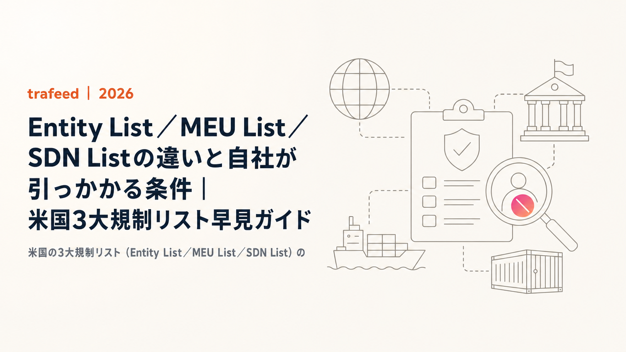 【完全解説】Entity List／MEU List／SDN Listの違いと自社が引っかかる条件｜米国3大規制リスト早見ガイド