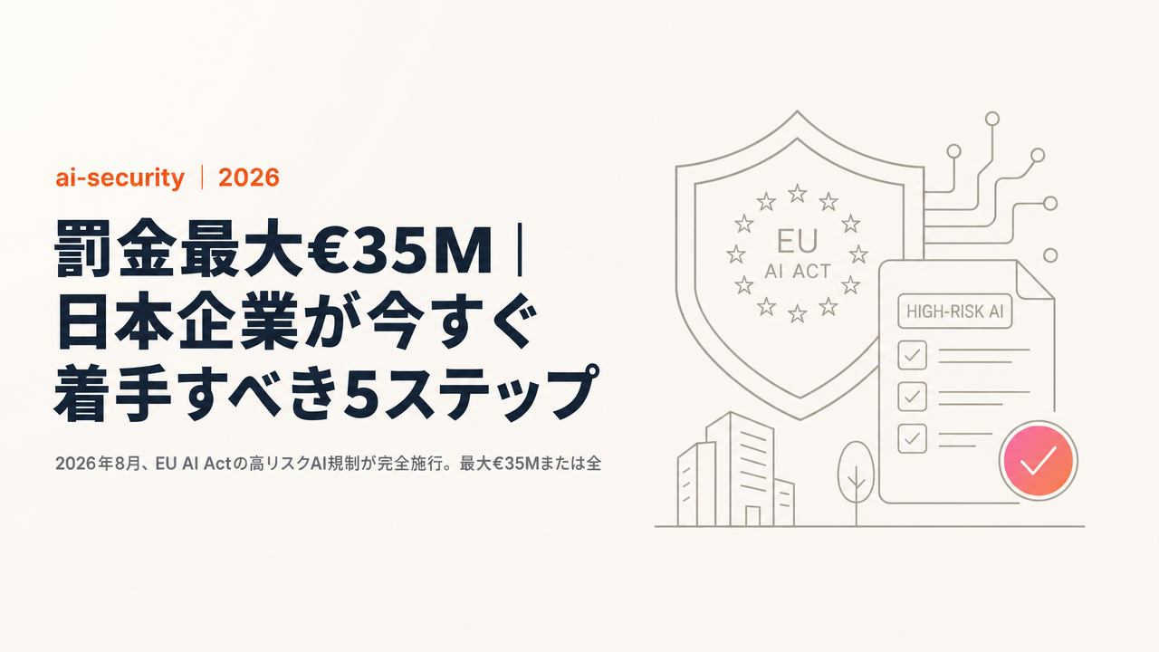 【EU AI Act 2026年8月2日 一般適用】罰金最大€35M｜日本企業が今すぐ着手すべき5ステップ