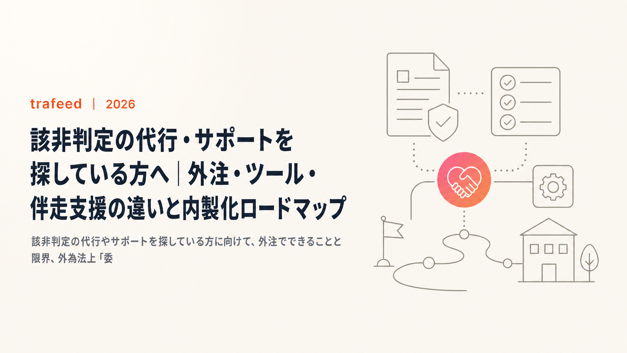 該非判定の代行・サポートを探している方へ|外注・ツール・伴走支援の違いと内製化ロードマップ【2026年版】