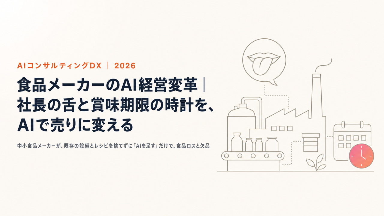 食品メーカーのAI経営変革|社長の舌と賞味期限の時計を、AIで売りに変える