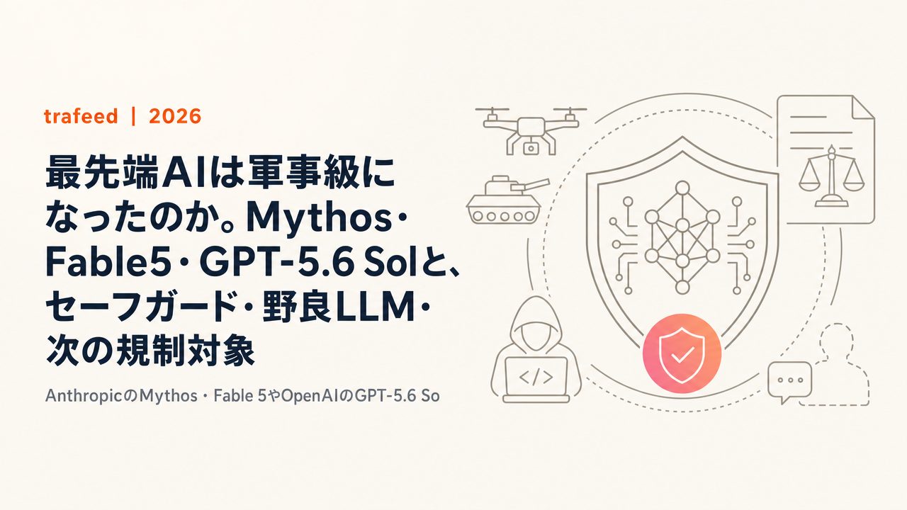 最先端AIは軍事級になったのか。Mythos・Fable5・GPT-5.6 Solと、セーフガード・野良LLM・次の規制対象