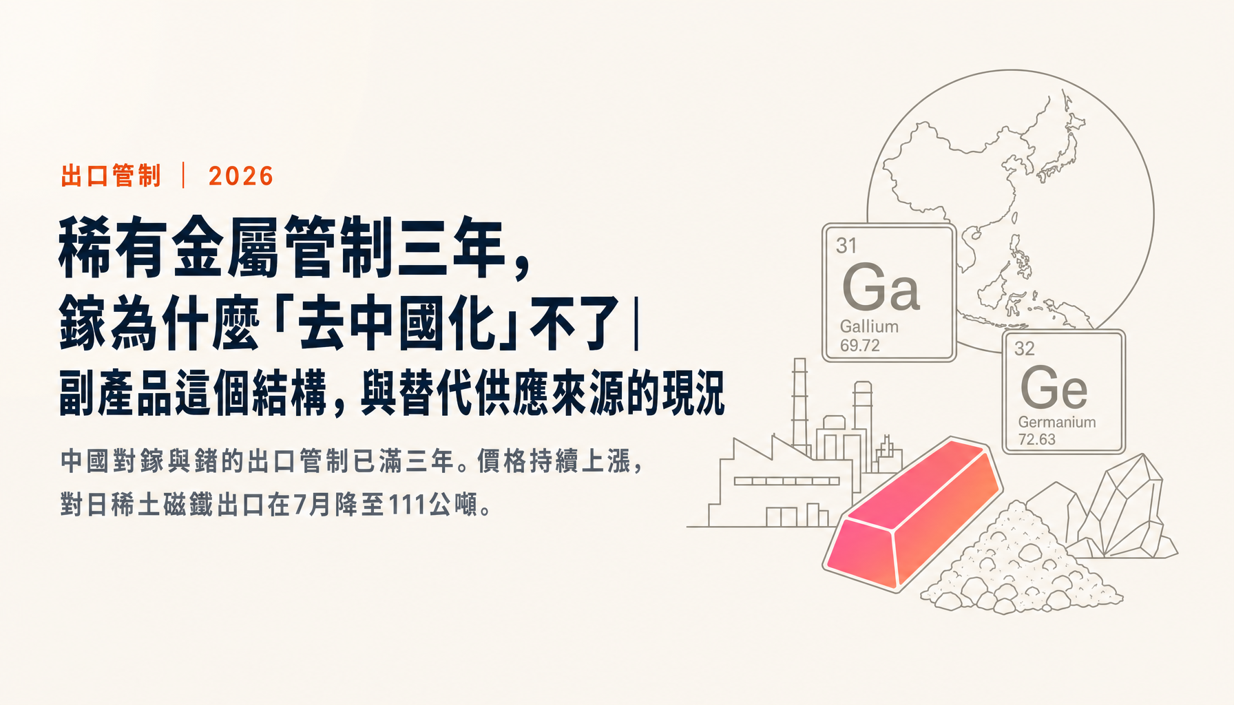 稀有金屬管制三年,鎵為什麼「去中國化」不了|副產品這個結構,與替代供應來源的現況
