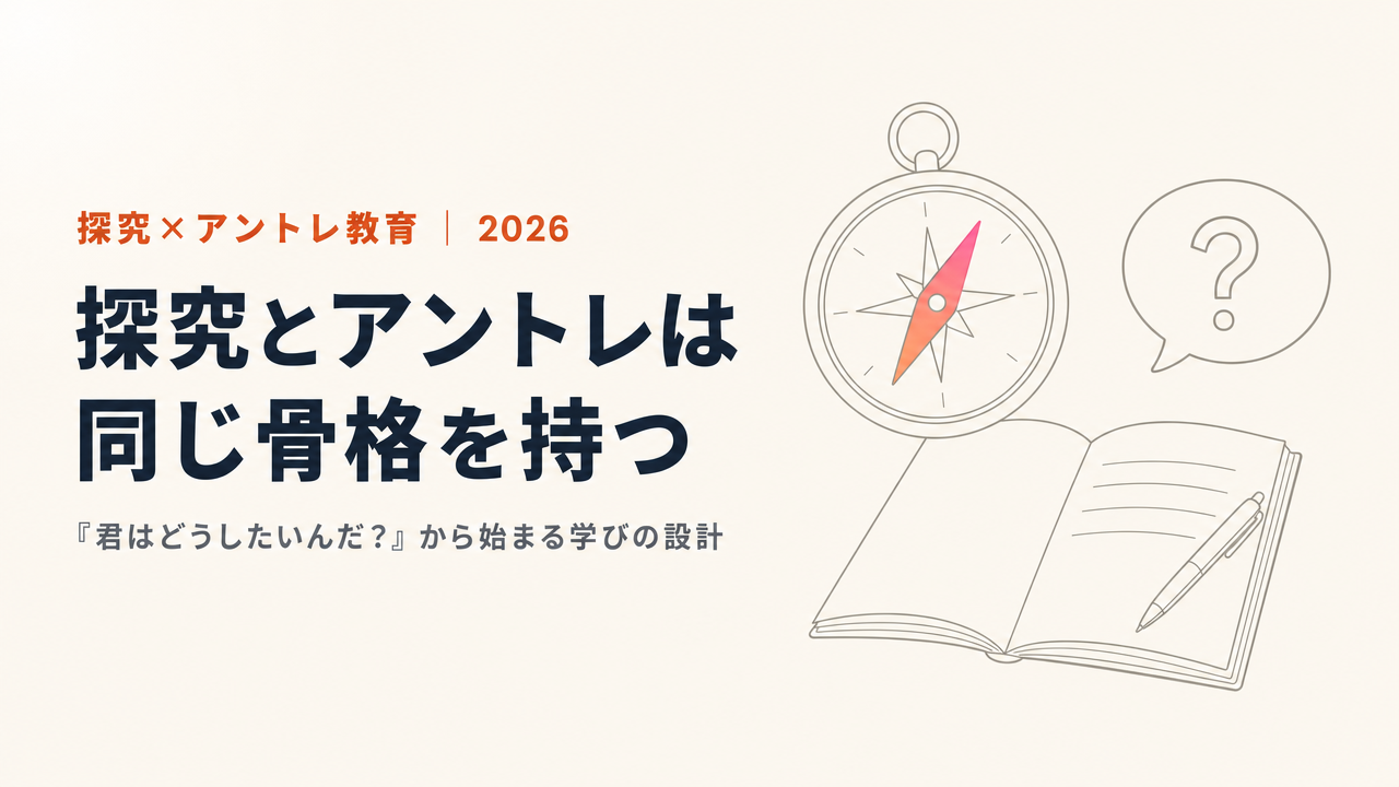 探究学習とアントレプレナーシップ教育は同じ骨格を持つ。「君はどうしたいんだ?」から始まる学び