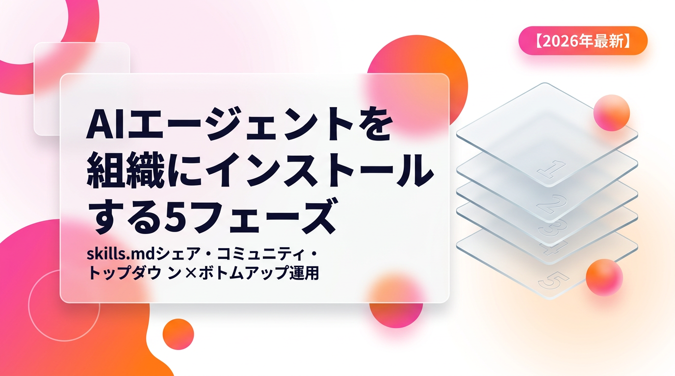 AIエージェントを組織にインストールする5フェーズ｜skills.mdシェア・コミュニティ・トップダウン×ボトムアップ運用【2026年最新】