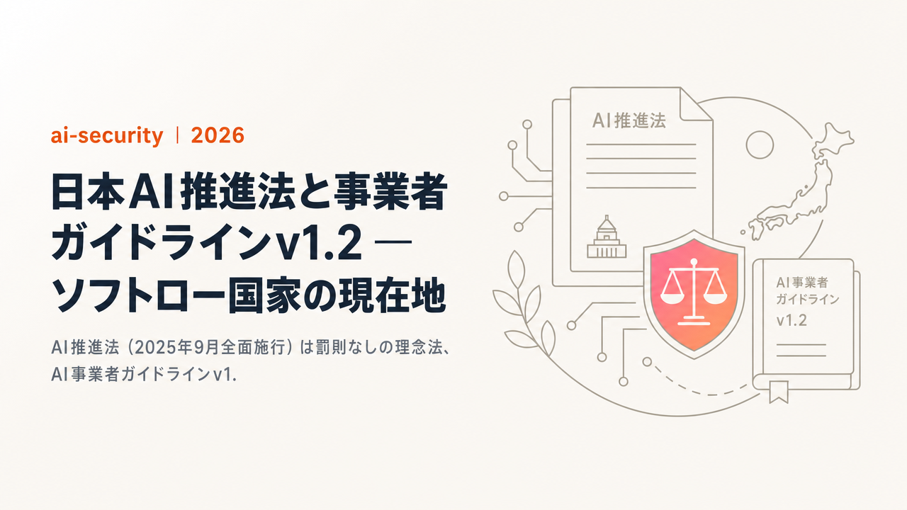 【1兆円とAIエージェント】日本AI推進法と事業者ガイドラインv1.2 ─ ソフトロー国家の現在地