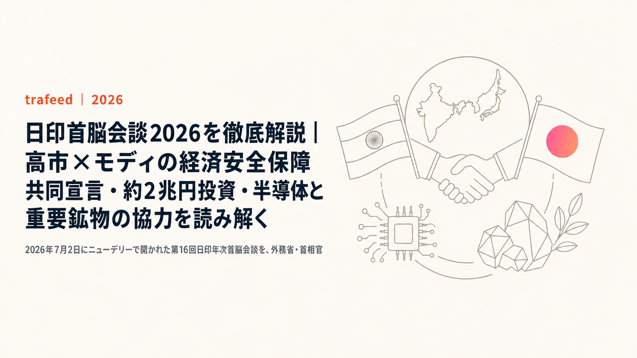 日印首脳会談2026を徹底解説|高市×モディの経済安全保障共同宣言・約2兆円投資・半導体と重要鉱物の協力を読み解く
