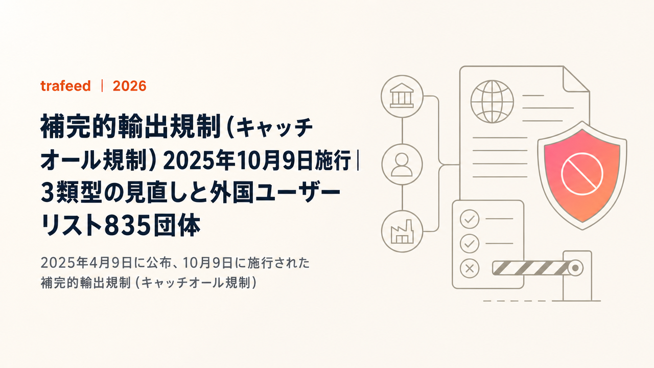 【完全解説】補完的輸出規制(キャッチオール規制)2025年10月9日施行|3類型の見直しと外国ユーザーリスト835団体