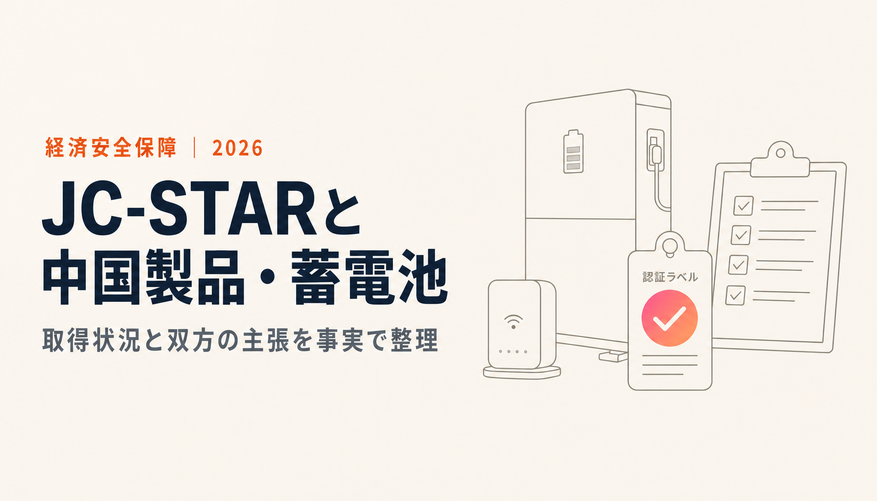 JC-STARと中国製品・蓄電池|取得状況と「事実上の排除」論を整理【2026年10月】
