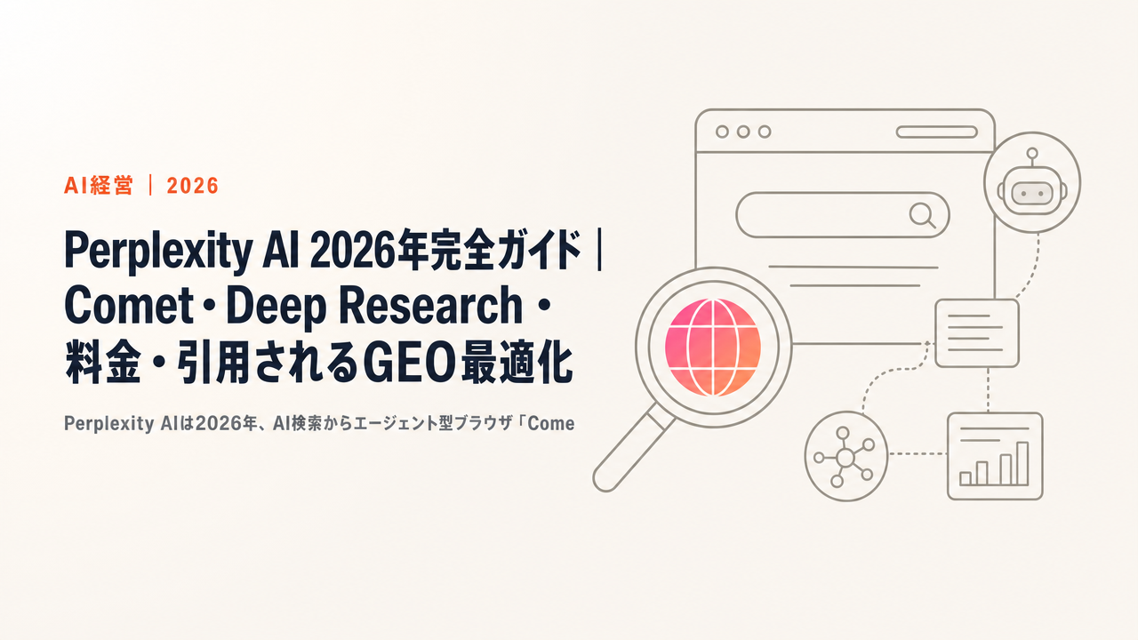 Perplexity AI 2026年完全ガイド｜Comet・Deep Research・料金・引用されるGEO最適化