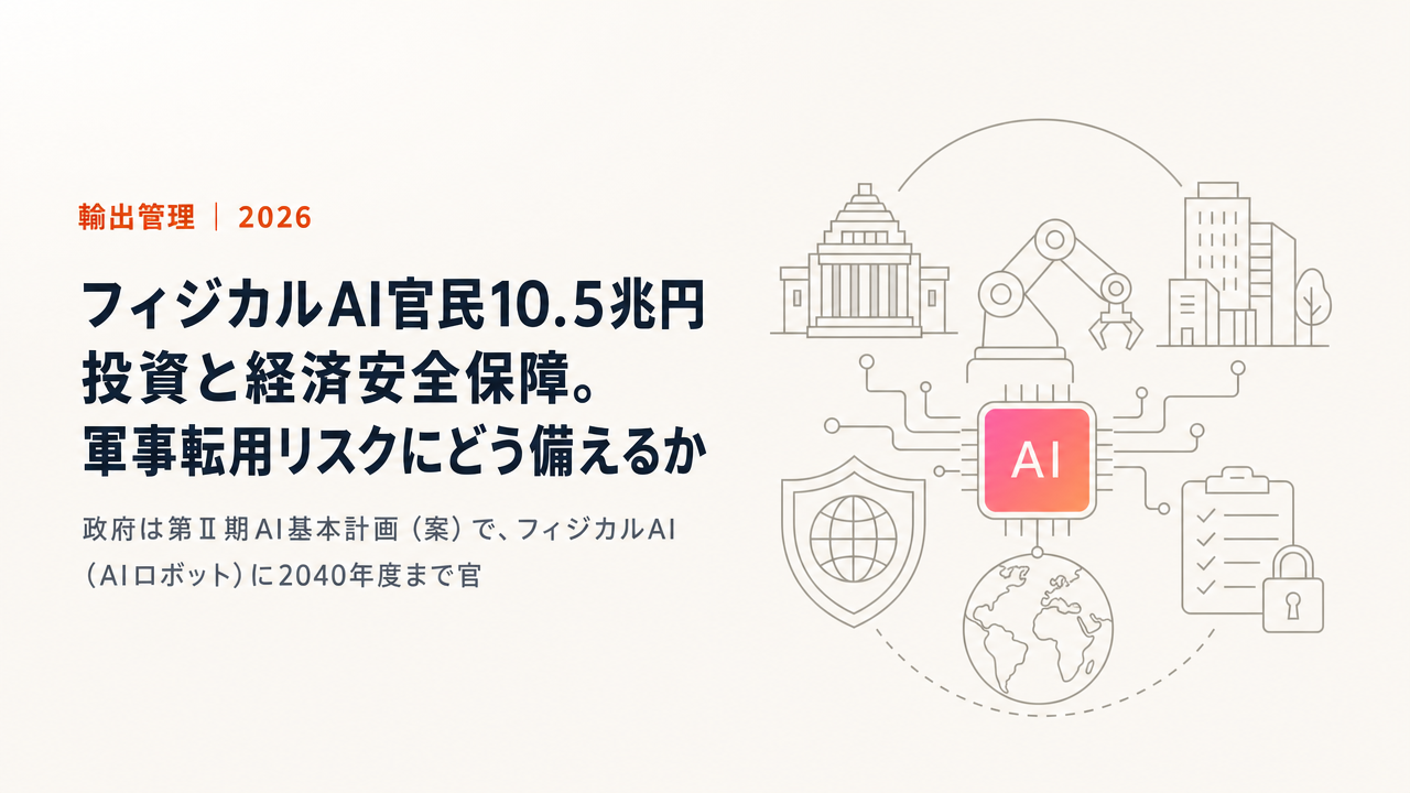 フィジカルAI官民10.5兆円投資と経済安全保障。軍事転用リスクにどう備えるか