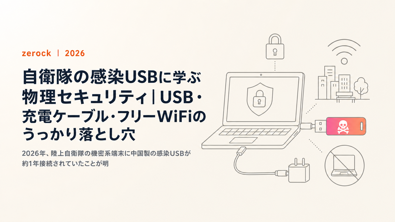 自衛隊の感染USBに学ぶ物理セキュリティ|USB・充電ケーブル・フリーWiFiのうっかり落とし穴