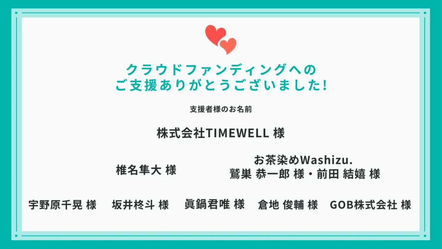 クラウドファンディング支援者一覧