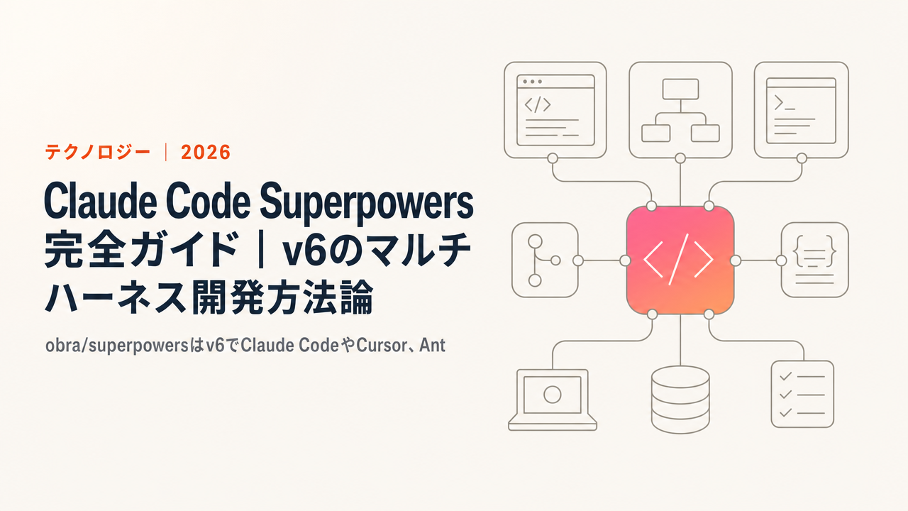 Claude Code Superpowers完全ガイド|v6のマルチハーネス開発方法論【2026年最新】