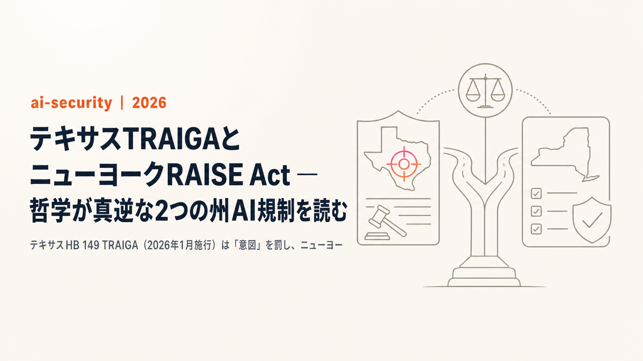 【意図 vs 規模】テキサスTRAIGAとニューヨークRAISE Act ─ 哲学が真逆な2つの州AI規制を読む