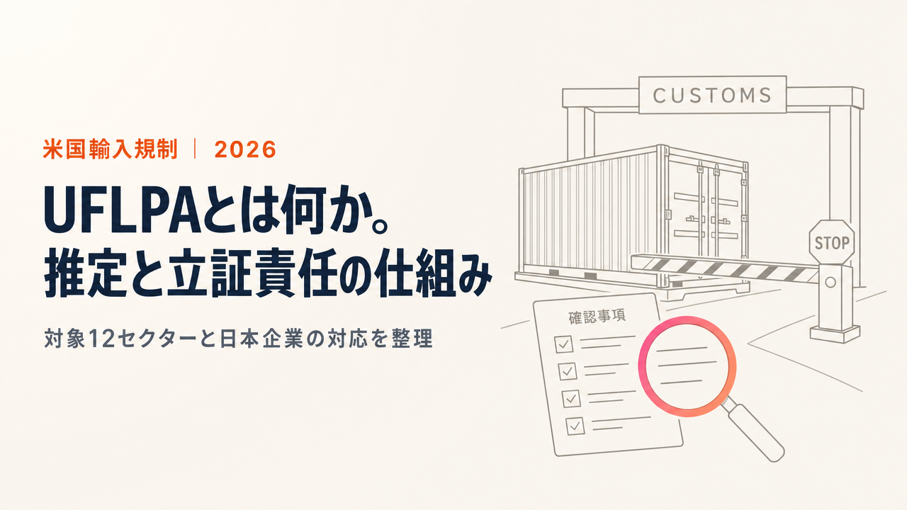 UFLPA(ウイグル強制労働防止法)とは?反証可能な推定・対象12セクター・日本企業の対応を解説【2026年】