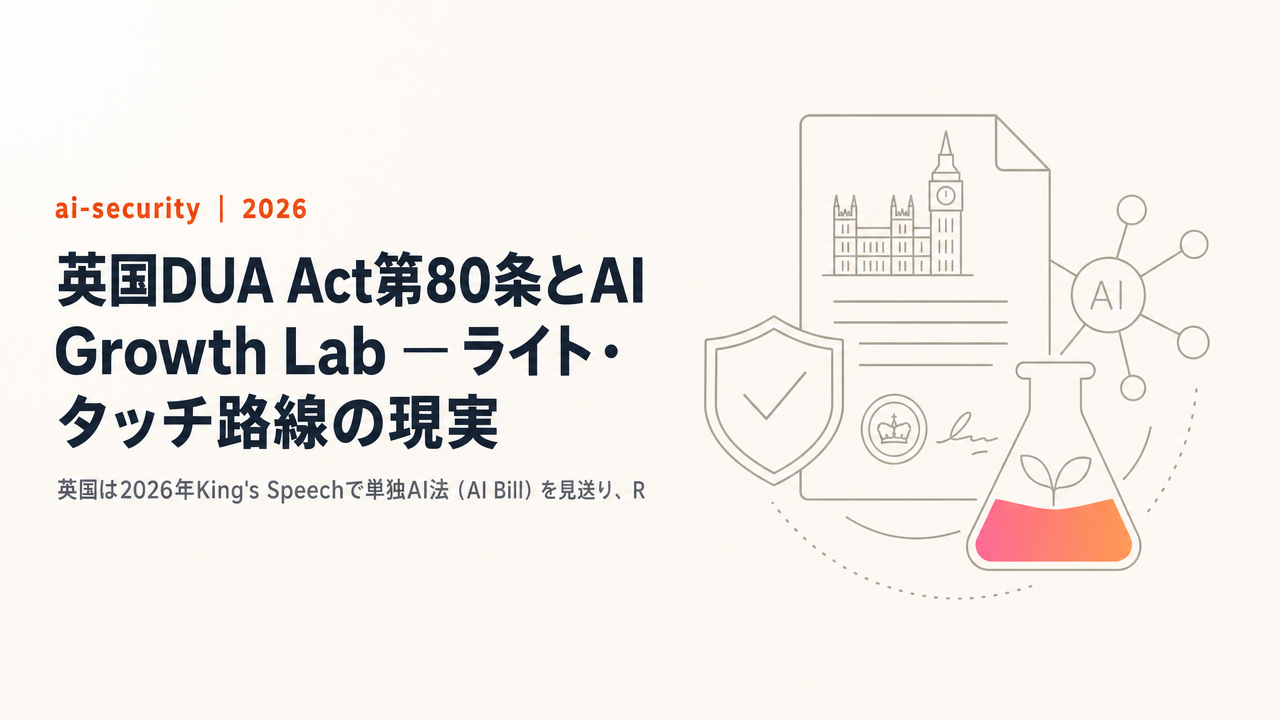 【AI法を作らない国】英国DUA Act第80条とAI Growth Lab ─ ライト・タッチ路線の現実