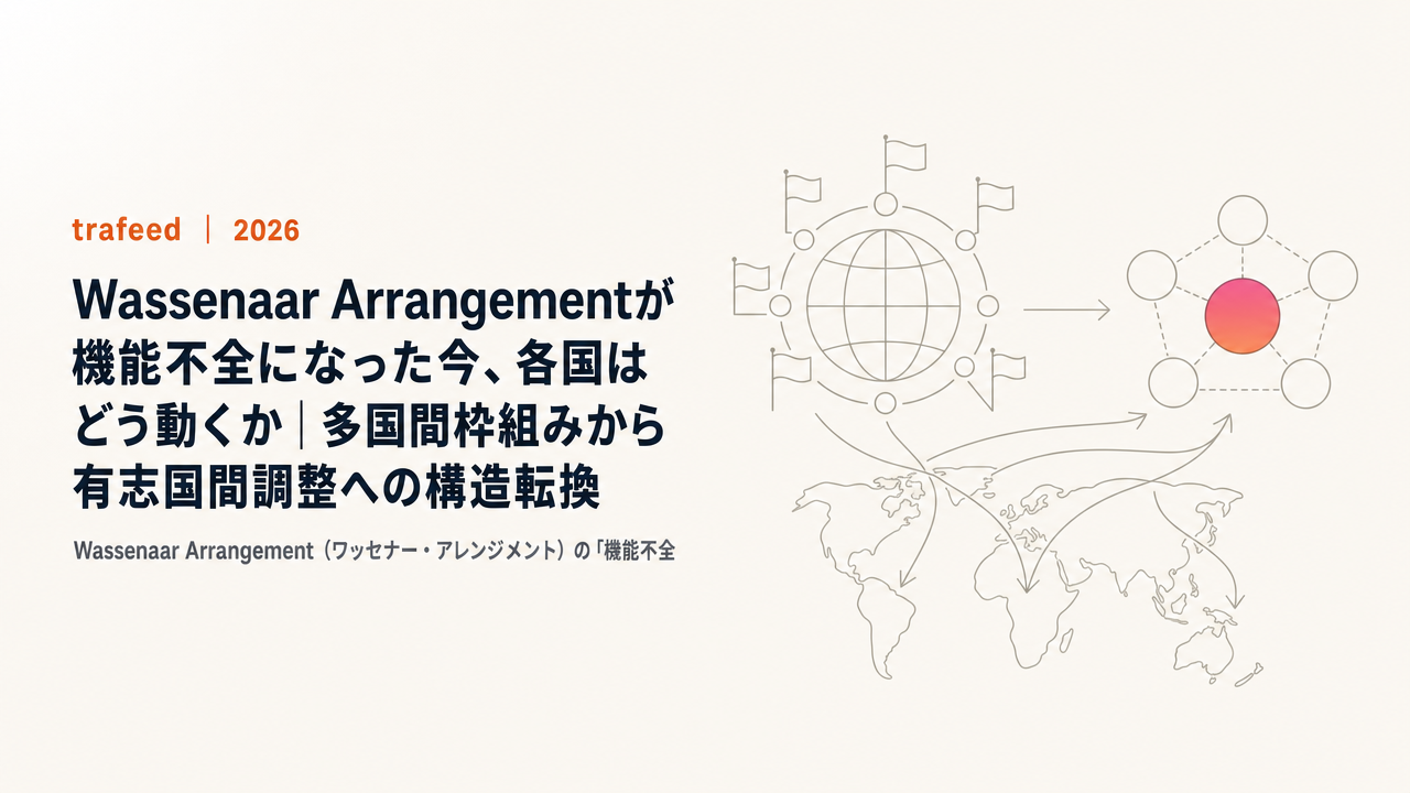 【完全解説】Wassenaar Arrangementが機能不全になった今、各国はどう動くか｜多国間枠組みから有志国間調整への構造転換