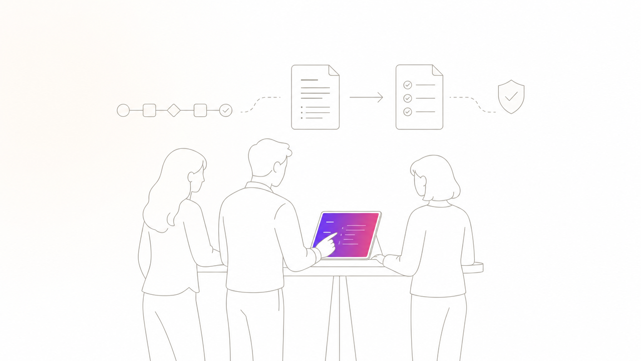 チームが日常業務でAIを使い仕事を前に進めている様子のイラスト
